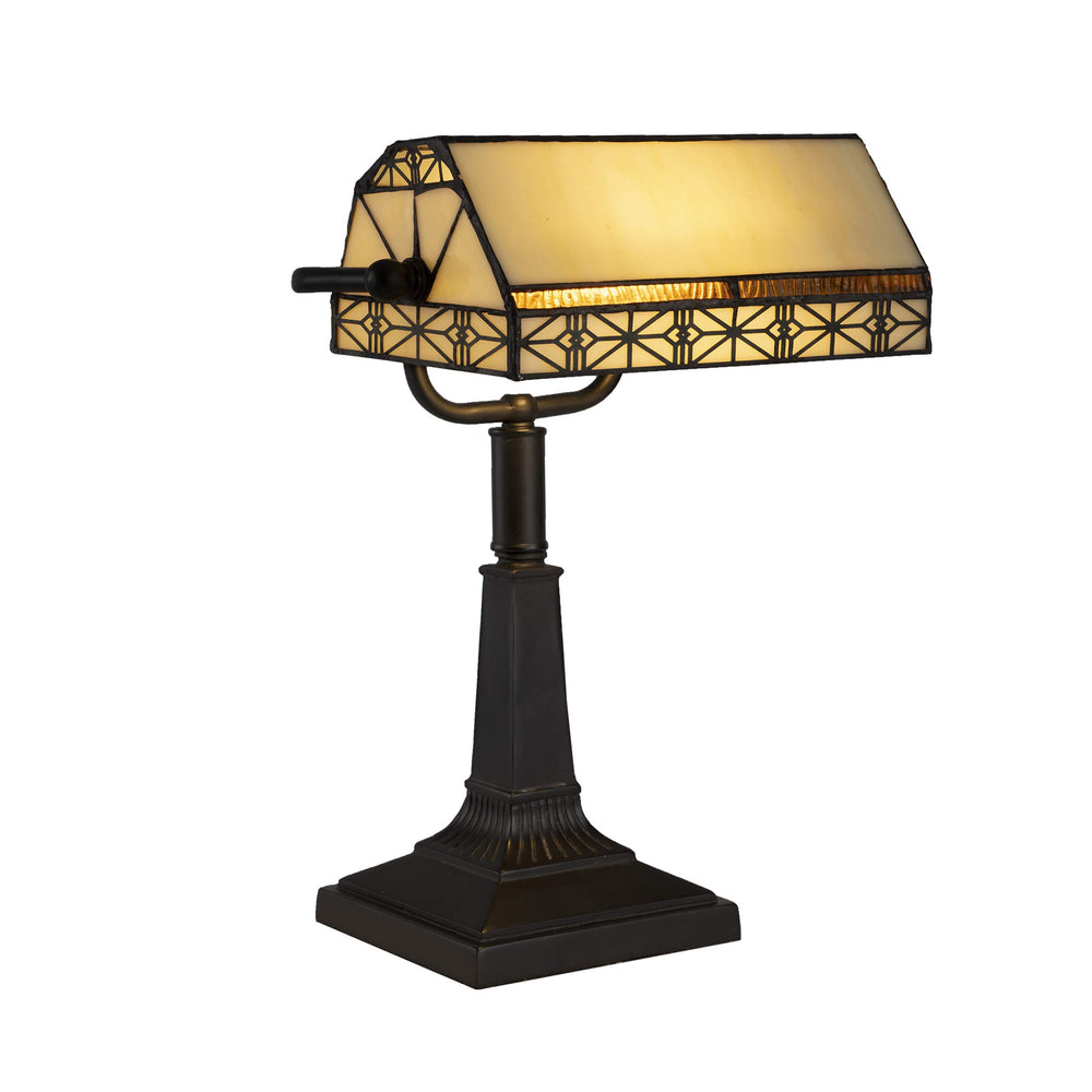 Tiffany-Style Stained Glass Bankers Desk Lamp – Dark Brown