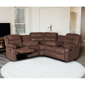 5-Seat L-Shaped Manual Reclining Sectional Sofa with Cup Holders