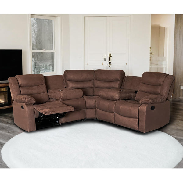 5-Seat L-Shaped Manual Reclining Sectional Sofa with Cup Holders