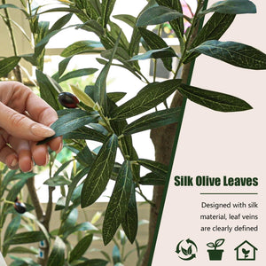 Artificial Olive Tree – Indoor Faux Plant with Black Pot