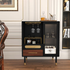 Modern Coffee Bar Cabinet with Wine Glass Rack