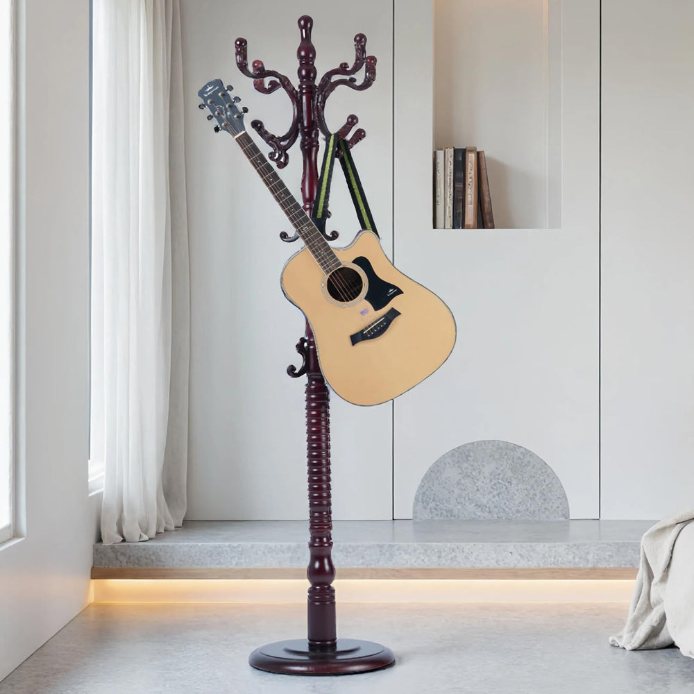 Freestanding Wooden Coat Rack with 18 Hooks