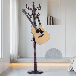 Freestanding Wooden Coat Rack with 18 Hooks