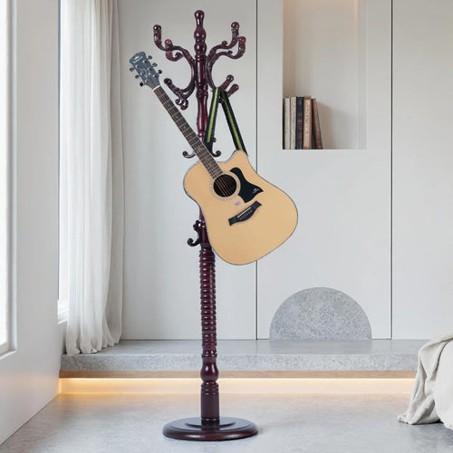Freestanding Wooden Coat Rack with 18 Hooks