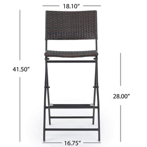 Outdoor Wicker Barstools Set of 2 with Footrest – Foldable