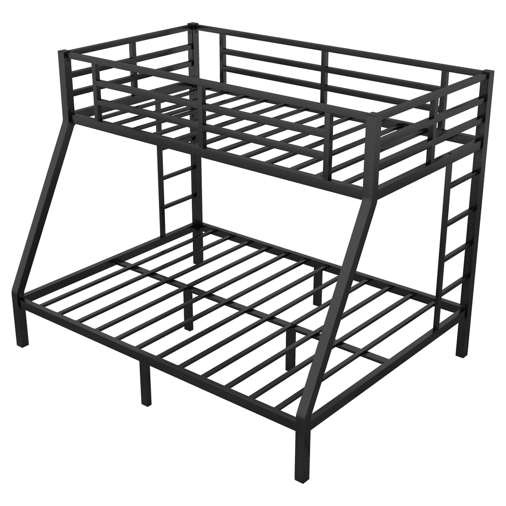 Twin XL over Queen Metal Bunk Bed with Ladders & Guardrail
