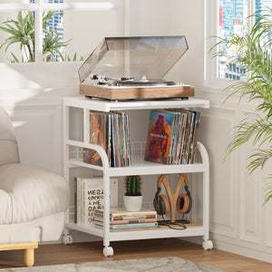 3-Tier Rolling Printer Stand with Storage Shelves