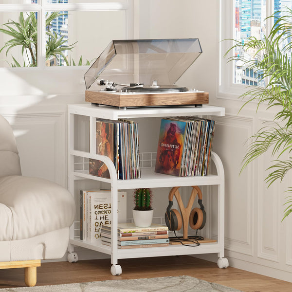 3-Tier Rolling Printer Stand with Storage Shelves