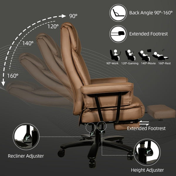 Big and Tall Reclining Office Chair with Footrest