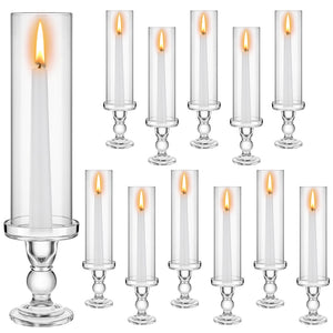 Hurricane Glass Taper Candle Holders Set of 12