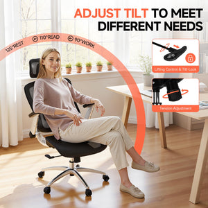 Ergonomic High-Back Mesh Office Chair with Flip-Up Arms