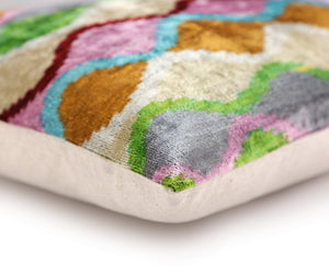 Colorful Wave Silk Velvet Throw Pillow 16x24