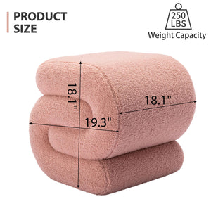 S-Shaped Sherpa Vanity Ottoman Stool