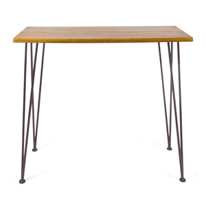 Outdoor Acacia Wood Bar Table with Iron Hairpin Legs