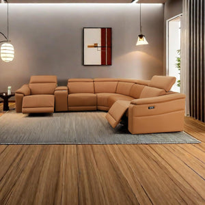 Power Recliner Sectional Sofa with Storage Console