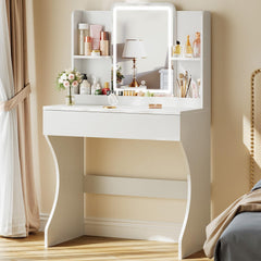 Small Vanity Desk with Mirror and Lights