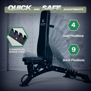 Adjustable Weight Bench 1300LBS 32-Position Incline Decline Flat