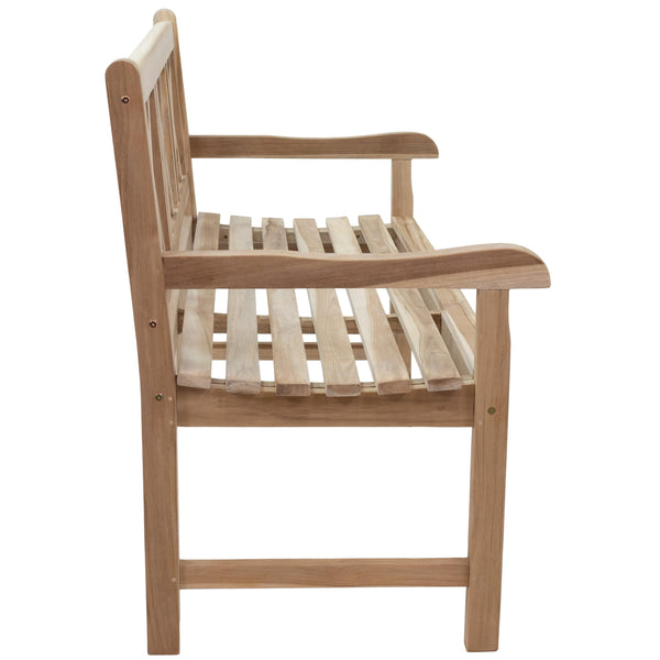 2-Person Teak Outdoor Garden Bench with Crossback