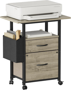 2-Drawer Rolling File Cabinet with 24" Extended Desktop