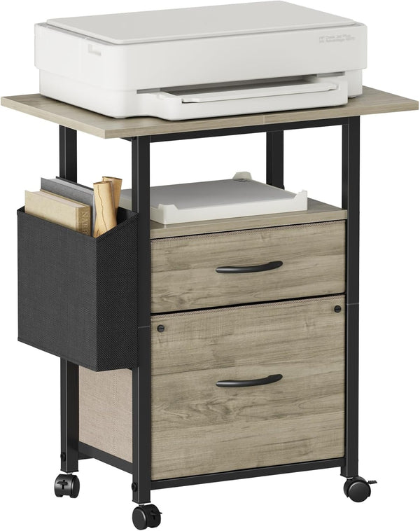 2-Drawer Rolling File Cabinet with 24" Extended Desktop