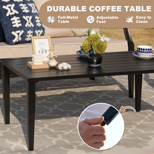 4-Piece Outdoor Patio Conversation Set with High-Back Sofa, Loveseat & Coffee Table