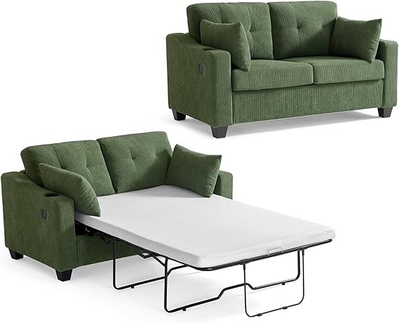 Corduroy Pull-Out Sleeper Sofa Bed
