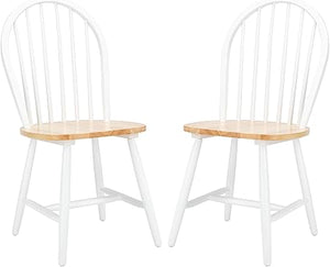 Windsor Farmhouse Dining Chairs Set of 2 – Spindle Back Solid Wood