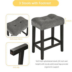 59" Bar Table Set with Power Outlet & 3 Stools