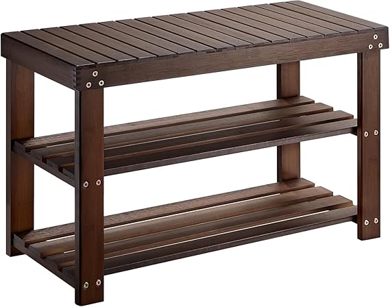 3-Tier Bamboo Shoe Rack Bench with Storage