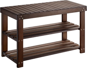 3-Tier Bamboo Shoe Rack Bench with Storage