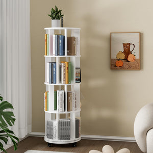 Rotating Bookshelf Tower with Wheels