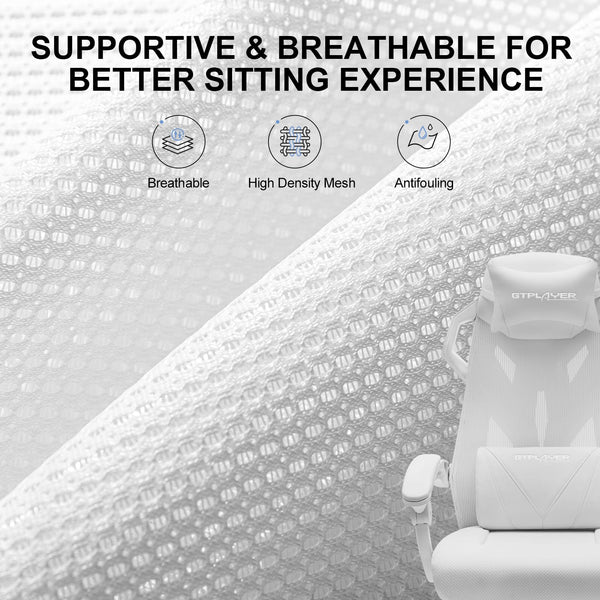 Gaming Chair with Mesh Back, Footrest & Lumbar Support