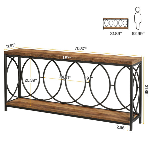 Industrial Console Table with Storage Shelf