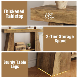 47-Inch 2-Tier Farmhouse Console Table with Storage Shelf