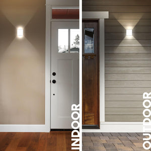Square LED Up Down Wall Sconces Set of 2 – 5CCT Selectable, IP65 Waterproof, Metal, White