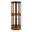 Lighted Corner Curio Cabinet with Glass Doors & Adjustable Shelves