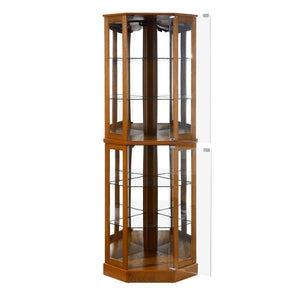 Lighted Corner Curio Cabinet with Glass Doors & Adjustable Shelves