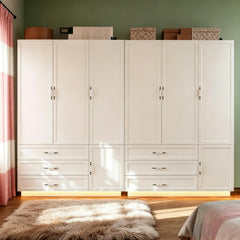 72" Wardrobe Armoire with LED Light & 3 Drawers