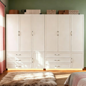 72" Wardrobe Armoire with LED Light & 3 Drawers