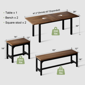 5-Piece Extendable Dining Table Set