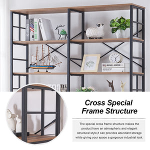 Industrial 7-Tier Double Wide Bookshelf