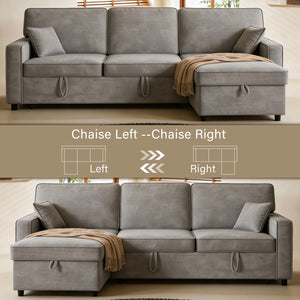 L-Shaped Sectional Sleeper Sofa with Storage & Cup Holders