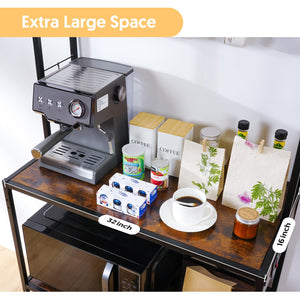 Baker's Rack with Power Outlet, 5-Tier Kitchen Storage Shelf