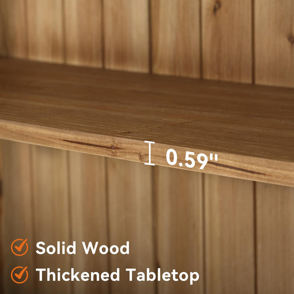 5-Tier Solid Wood Bookcase with Display Shelves