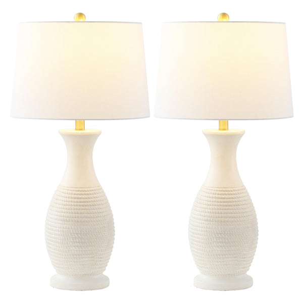 Contemporary Polyresin Table Lamp Set of 2 with LED Bulbs – 30 Inch