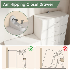 2-Drawer Wood Closet Organizer – White Stackable Dresser (6-Pack)