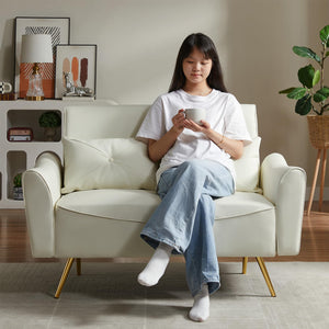 Faux Leather Loveseat Sofa with Pillows