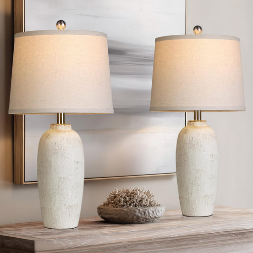 25" Ceramic Jar Table Lamps Set of 2