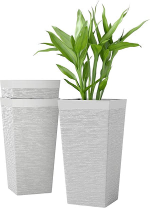22.8" Tall Outdoor Planters Set of 3 with Wheels & Drainage