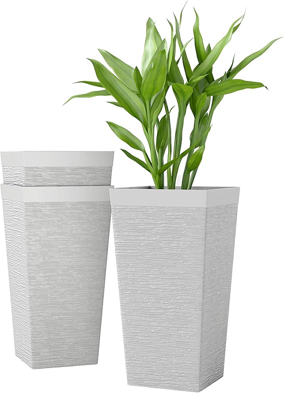 22.8" Tall Outdoor Planters Set of 3 with Wheels & Drainage